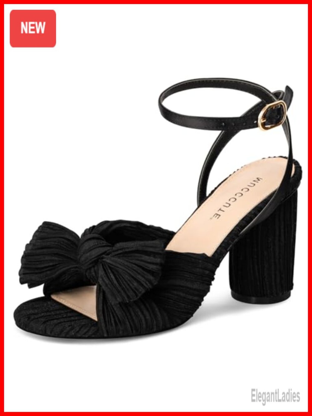 Chunky Heeled Sandals Open Toe Ankle Strap Bow Knot Women's Dress Shoes
